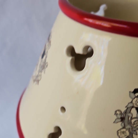 VINTAGE  CERAMIC  CANDLE JAR  SHADE  DISNEY WITH VICTORIAN  MICKEY AND  MINNIE - Picture 11 of 17